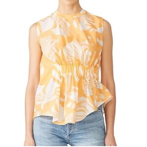 Genny Rent the Runway Tropical Orange Rouched top sz :US:0